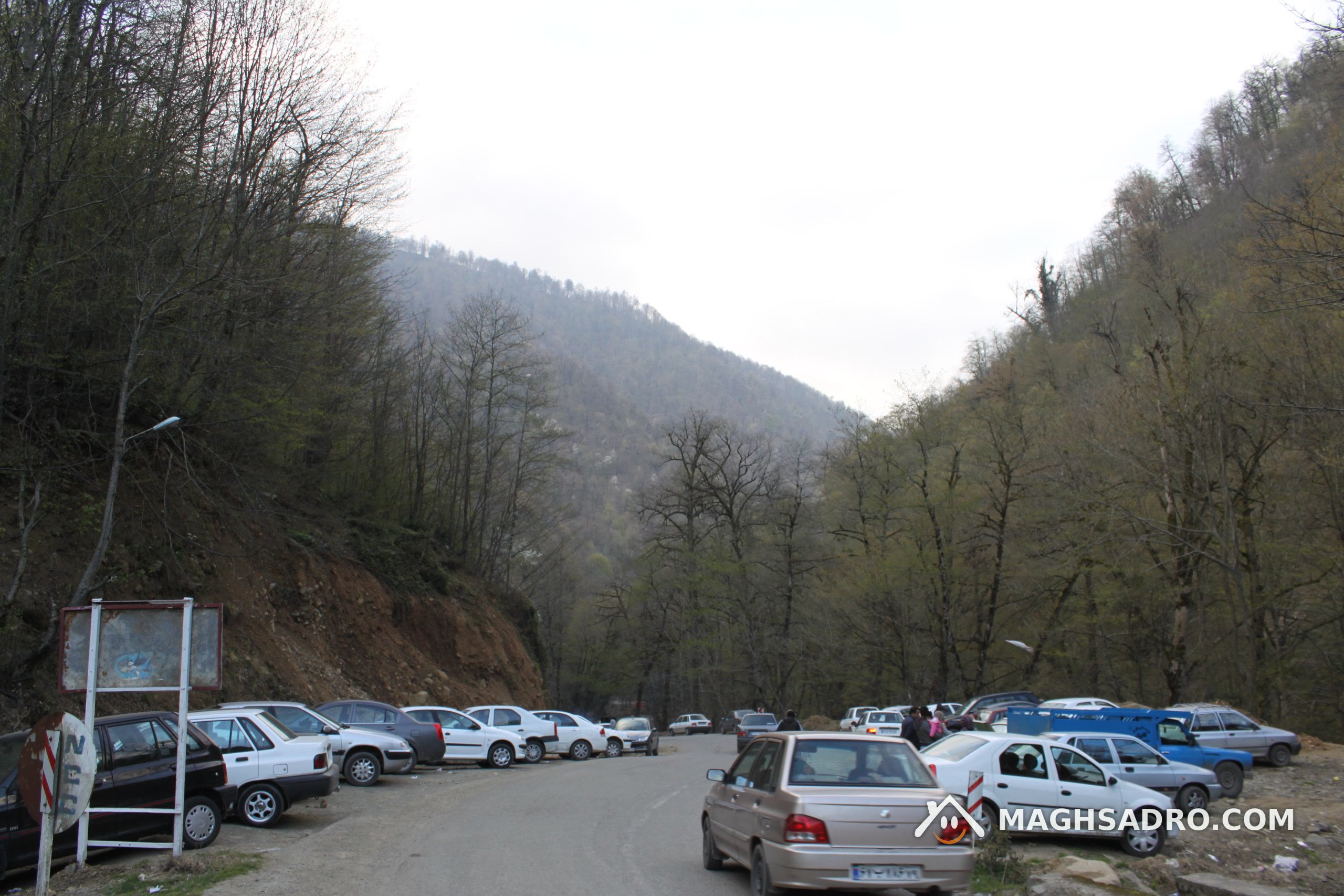 جریان آبشار لونک میان درختان جنگلی گیلان